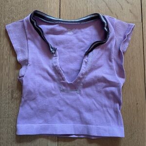 UO out from under for gold ribbed tshirt in purple